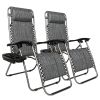 Infinity Zero Gravity Chair Pack 2, Outdoor Lounge Patio Chairs with Pillow and Utility Tray Adjustable Folding Recliner for Deck,Patio,Beach,Yard, Gr