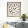 DecMode 36" Brown Metal Scroll Wall Clock with Embossed Metal