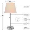 Jaydaliz 18" Satin Nickel Bedsize Table Lamp with USB port