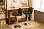 Glasgow Contemporary Tufted Adjustable Height Hidraulic Bar Stools, Set of 2, Black