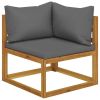 3-Seater Patio Sofa with Cushion Solid Acacia Wood