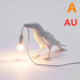 Creative Auspicious Bird Resin Wall Lamp Decoration (Option: White-A-AU)