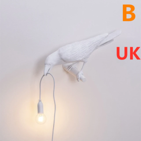 Creative Auspicious Bird Resin Wall Lamp Decoration (Option: White-B-UK)