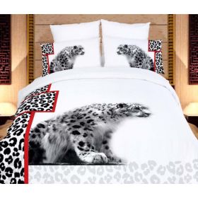 Twin Size Duvet Cover Sheets Set (Option: White Cheetahs)