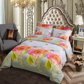 Duvet Cover Set 6 Piece Luxury Floral Bedding, Dolce Mela  Innocence (Option: King)