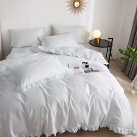 4 piece Duvet Cover Set Ruffled Bedding 100% Cotton (Option: Twin 7)