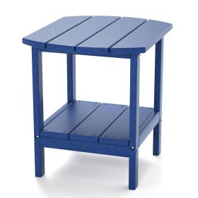 Outdoor Side Table for Adirondack Chairs;  All-Weather Resistant Humidity-Proof Waterproof Stain-Proof Accent Tables;  Backyard Deck Porch Beach Pool (Color: Blue)