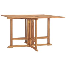 Folding Patio Dining Table 43.3"x43.3"x29.5" Solid Wood Teak (Color: Brown)