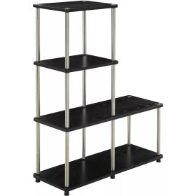 41.75" Designs2Go 4 Tier Multi Shelf L Bookshelf (Color: Black)