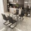 51 inch Glass Dining Table Set for 4, Dining Table & Chair Sets with Black Metal Legs for Kitchen, Modern Rectangle Tempered Glass Table Top and PU Di