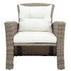 Patio Furniture Set;  4 Piece Outdoor Conversation Set All Weather Wicker Sectional Sofa with Ottoman and Cushions