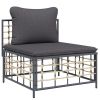 7 Piece Patio Lounge Set with Cushions Anthracite Poly Rattan