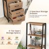 Multifunctional Tall Bookcase with Open Shelves and Storage Drawers