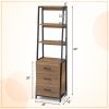 Multifunctional Tall Bookcase with Open Shelves and Storage Drawers