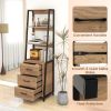 Multifunctional Tall Bookcase with Open Shelves and Storage Drawers