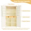 [Assembly Video Provided]TOPMAX 40.2x20x71.3inch High Freestanding Kitchen Pantry Large Cupboard Storage Cabinet with 2 Drawers, 2 Adjustable Shelves,